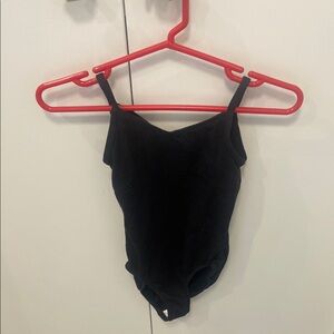 Danskin Black Bodysuit with Scoop Neckline and Spaghetti Straps and rhinestones